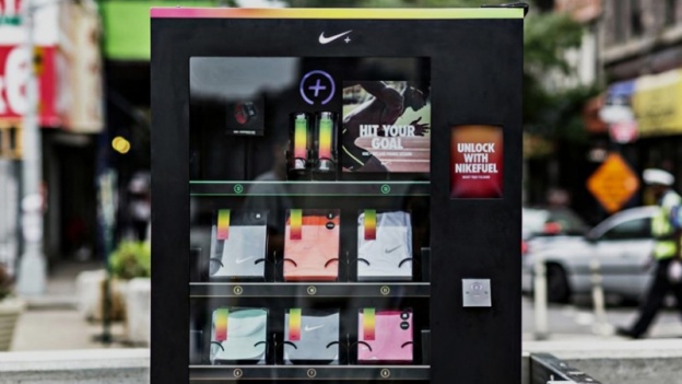 Nike's vending machine sells products for Fuelband points